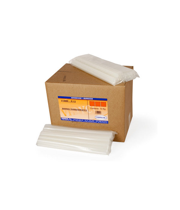 Barras de termofusibles de 30 cm. Caja de 10 kg.