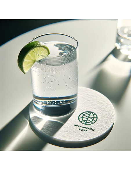 Cartulina absorvente color neutro especial para la impresión de posavasos. Alta porosidad